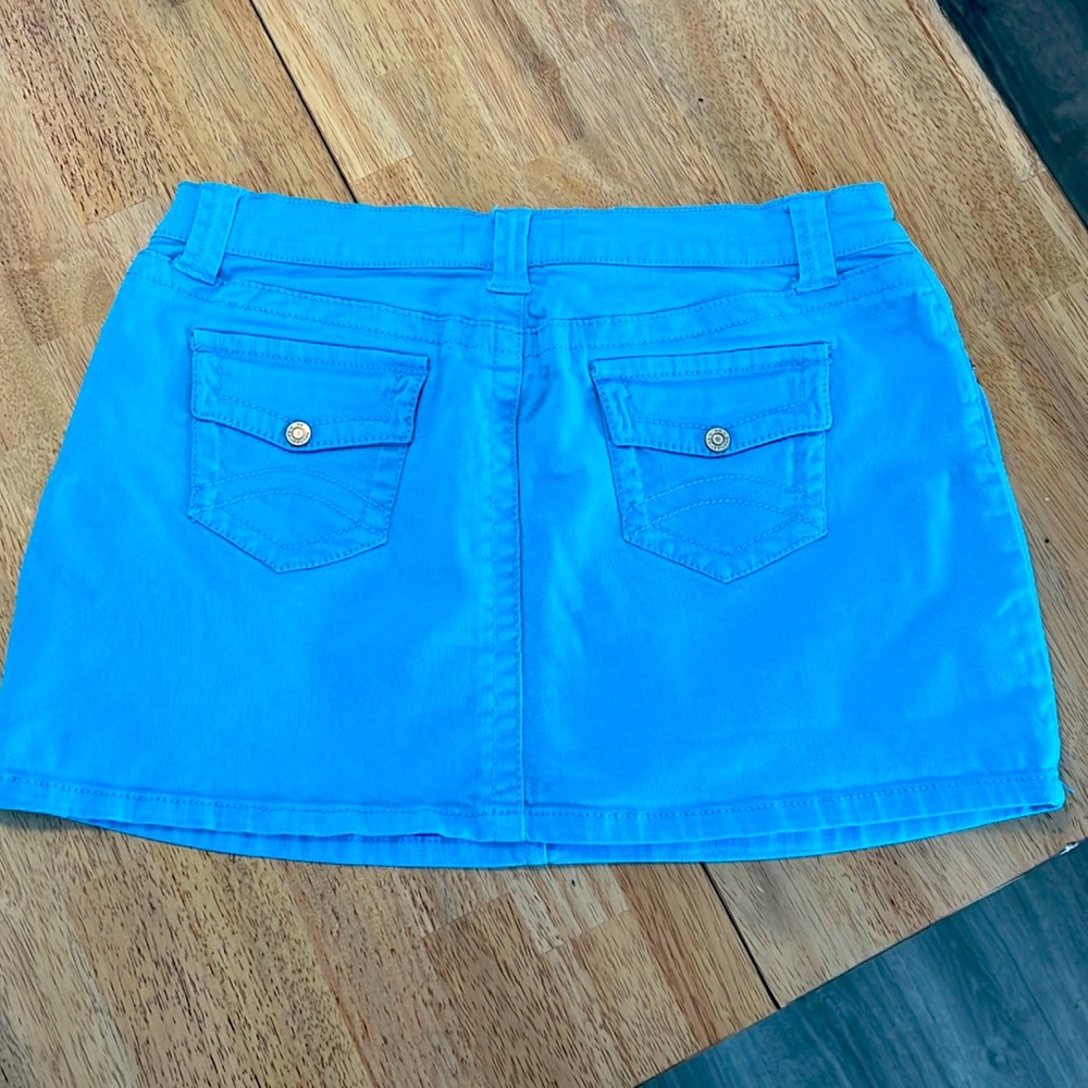 Turquoise Blue Denim Mini Skirt - Picture 2 of 5